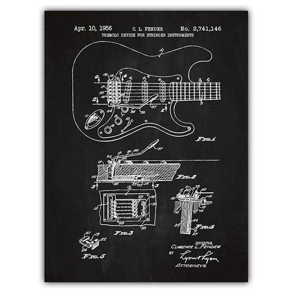 Wall Stickers: Fender Stratocaster guitar chalkboard