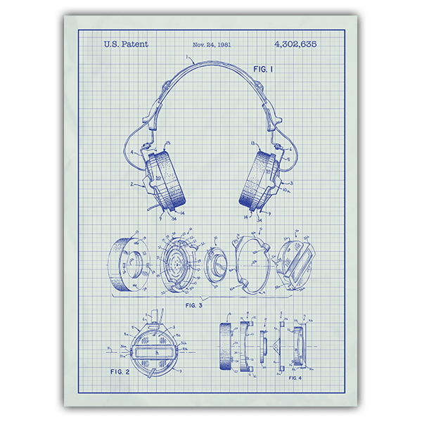 Wall Stickers: Headphones white background