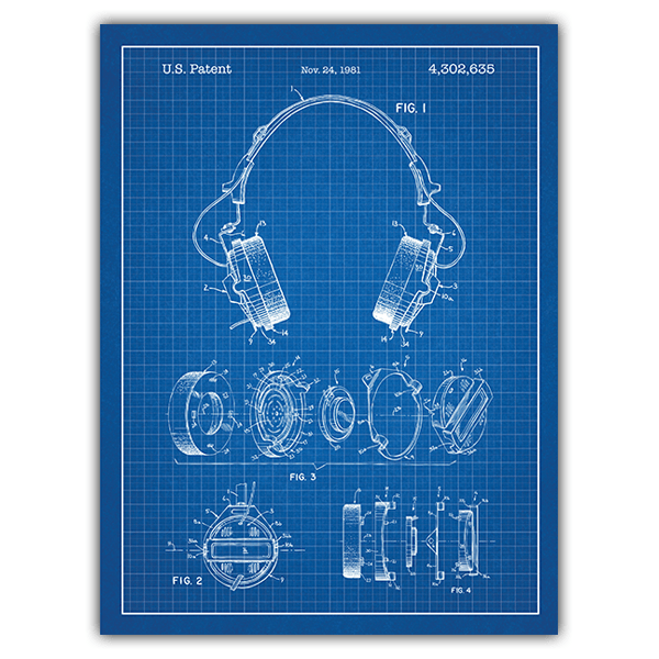 Wall Stickers: Headphones blue background