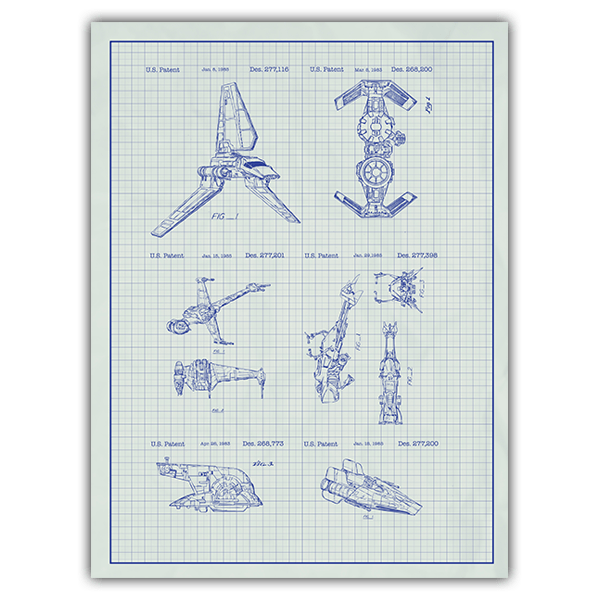 Wall Stickers: Star Wars ships white patent