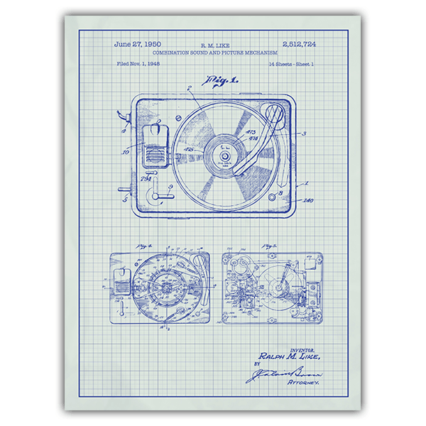 Wall Stickers: White patent turntable