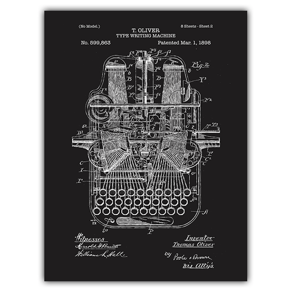 Wall Stickers: Board patent typewriter