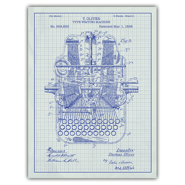 Wall Stickers: White patent typewriter