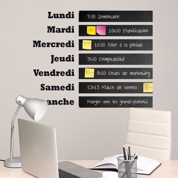 Wall Stickers: Chalkboard Weekly agenda French
