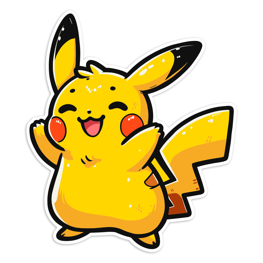 Car & Motorbike Stickers: Pikachu happy chibi Pokémon