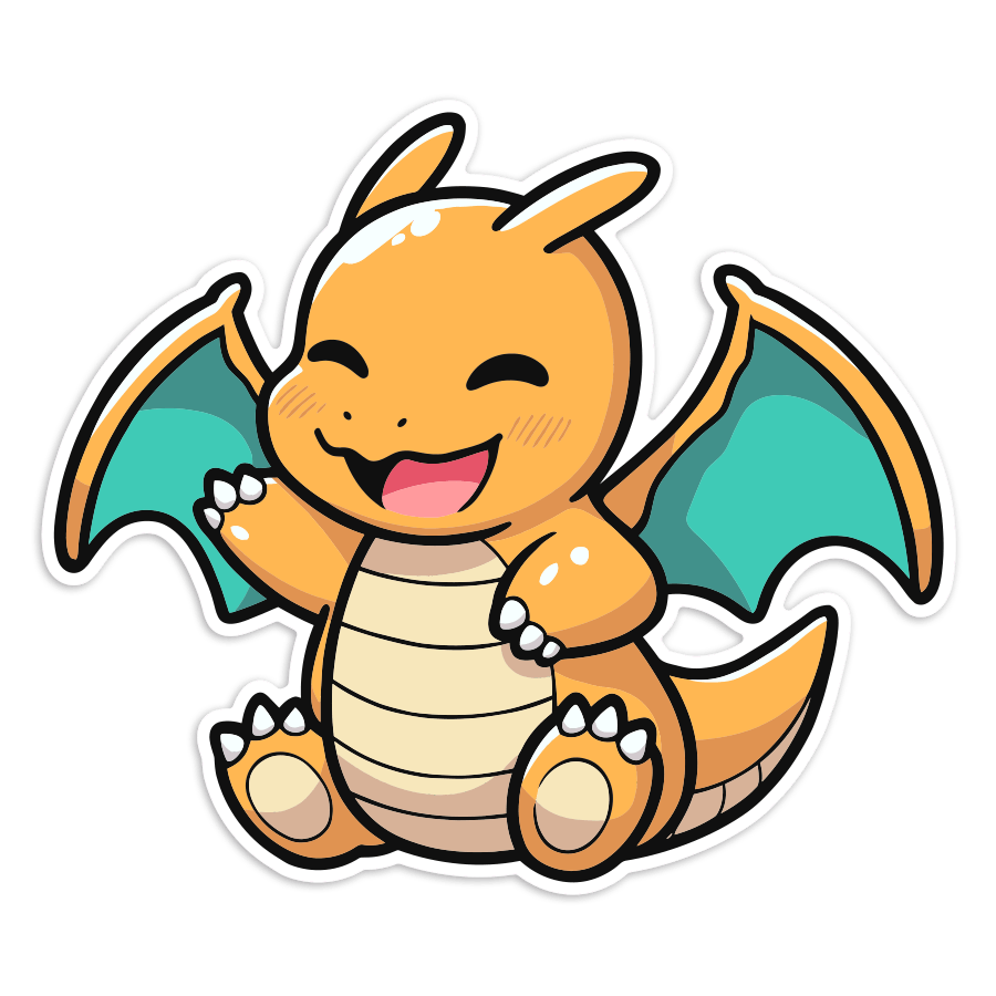 Car & Motorbike Stickers: Dragonite happy chibi Pokémon