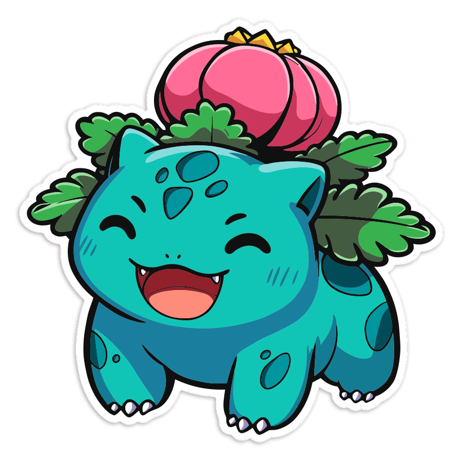 Car & Motorbike Stickers: Ivysaur smiling chibi Pokémon