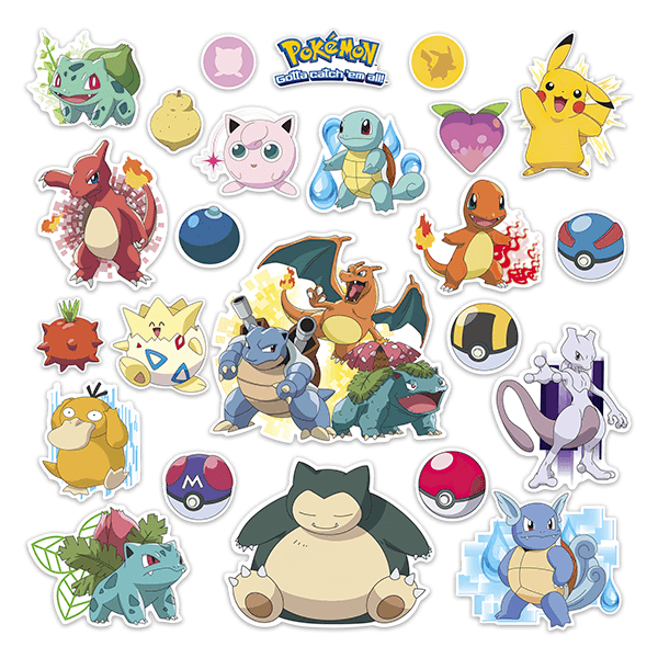 Stickers for Kids: Set 24X Pokemon Gotta Catch'em all