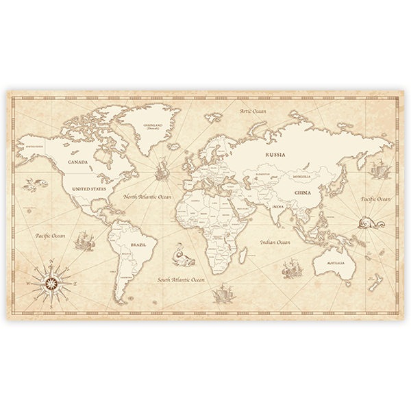 Wall Stickers: Adhesive poster Ancient pirate world map