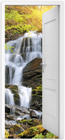 Wall Murals: Open door waterfall