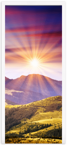 Wall Stickers: Door mountain and sunset