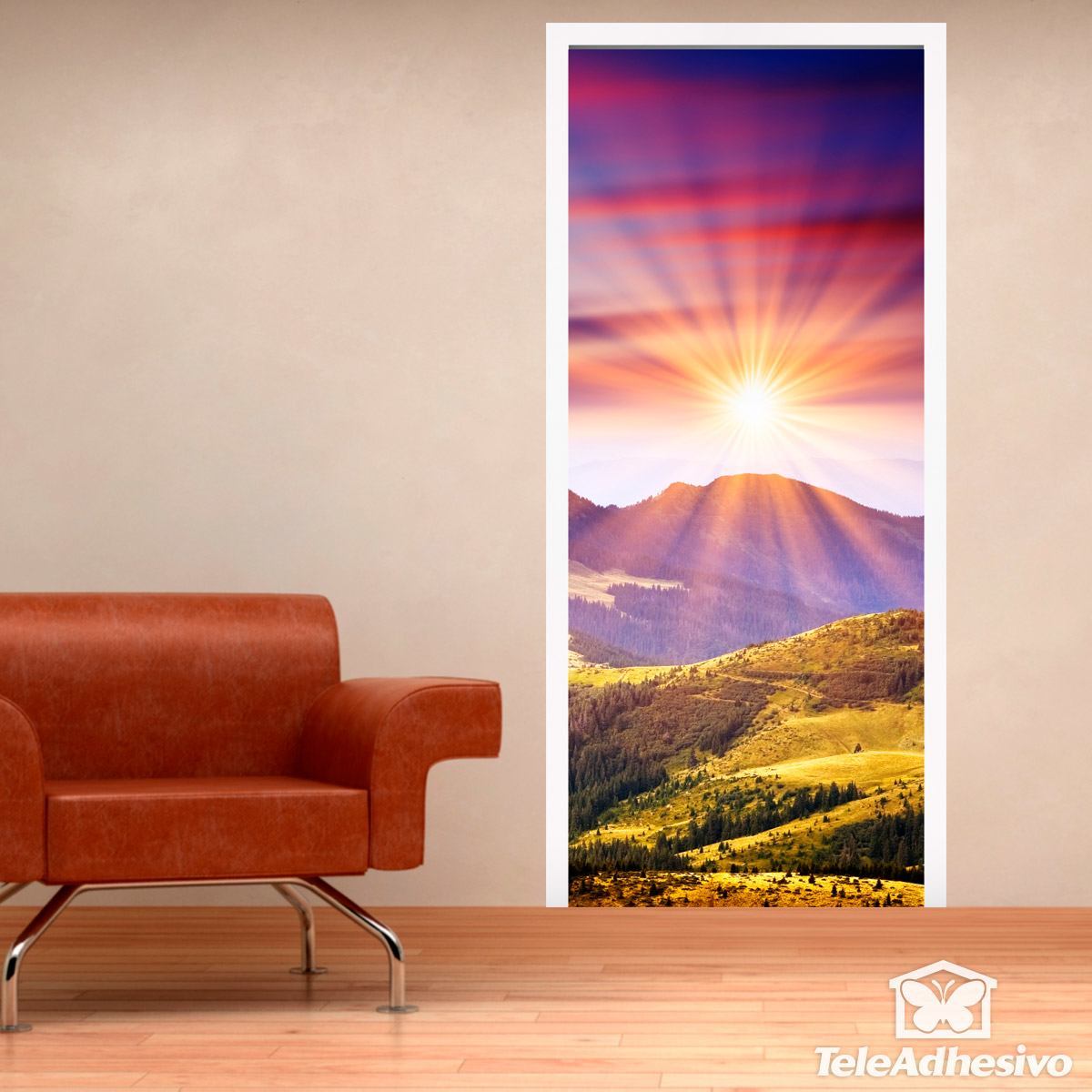 Wall Stickers: Door mountain and sunset