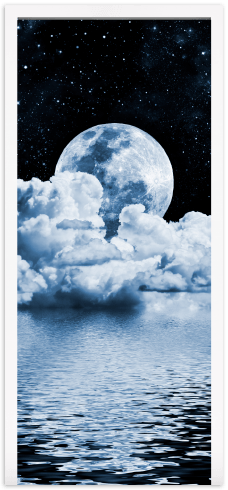 Wall Stickers: Door Moon Over Sea