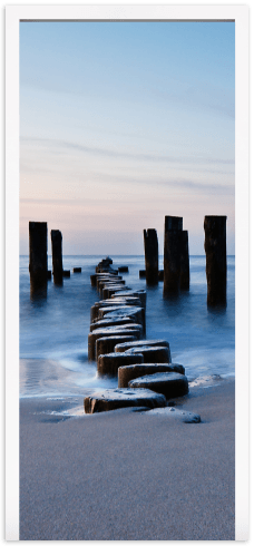 Wall Stickers: Door log bridge on the beach