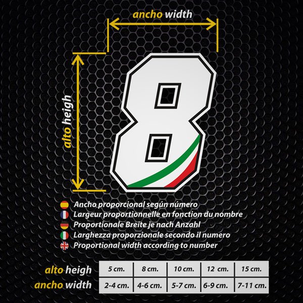 Car & Motorbike Stickers: Numbers Italy