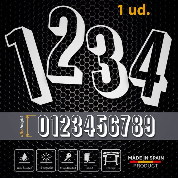 Car & Motorbike Stickers: Numbers shadow