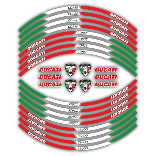 Car & Motorbike Stickers: Kit rim stripes sticker Italy flag