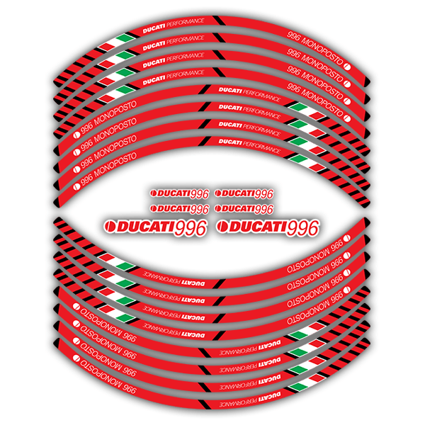 Car & Motorbike Stickers: Kit rim stripes sticker Ducati 996 Monoposto