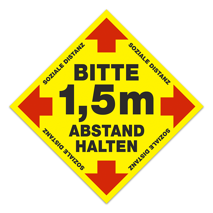 Car & Motorbike Stickers: Floor Sticker Keep 1,5m Safe Distance 2 - German