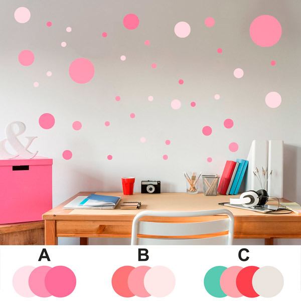 Wall Stickers: Set Circles Shades of Pink