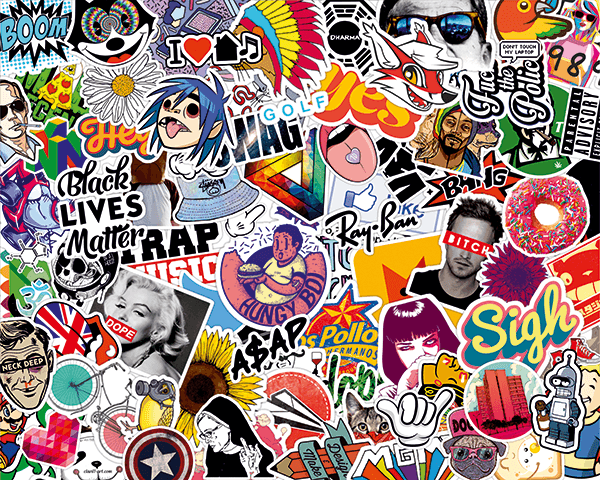 Car & Motorbike Stickers: Sticker Bomb Psychedelic