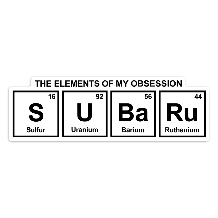 Car & Motorbike Stickers: Subaru Periodic Table Symbols