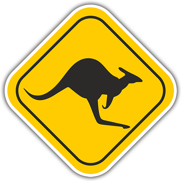Wall Stickers: Warning Sign Kangaroos sticker