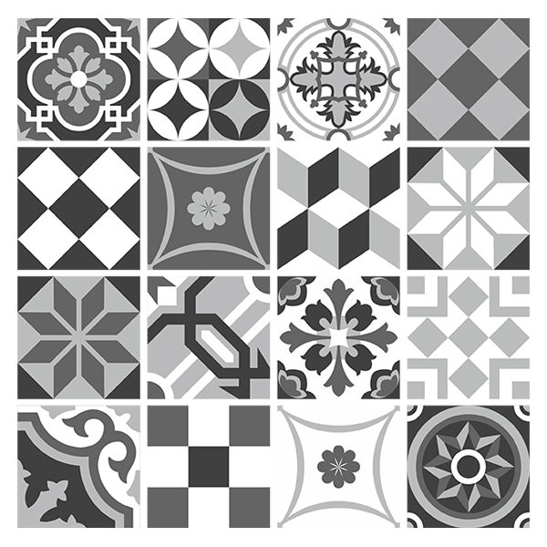 Wall Stickers: Kit 48 wall Tile stickers black and white