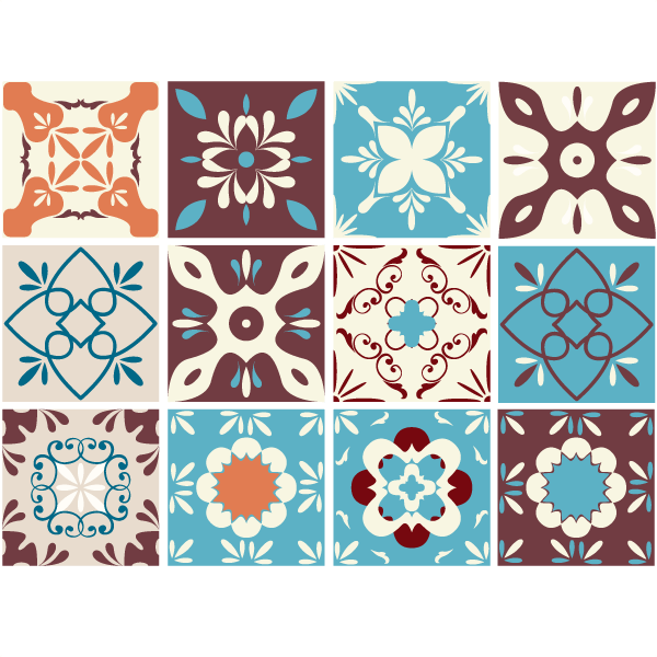 Wall Stickers: Kit 48 wall tile stickers retro