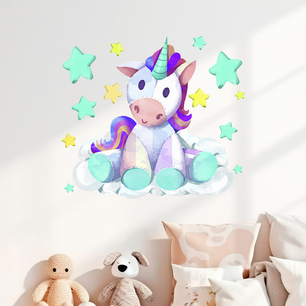 Cute Unicorn with Rainbow Wall Decal Sticker