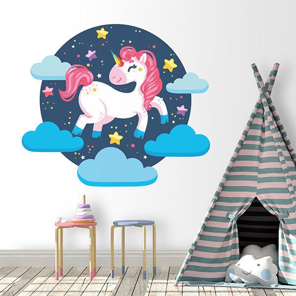 Wall Stickers: Unicorn jumping over the clouds