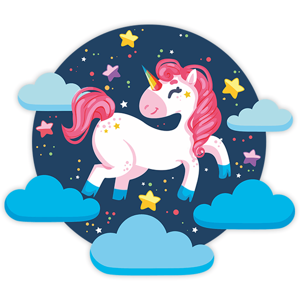 Wall Stickers: Unicorn jumping over the clouds