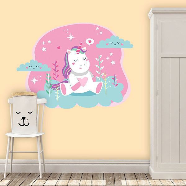 Wall Stickers: Unicorn in the garden cloud