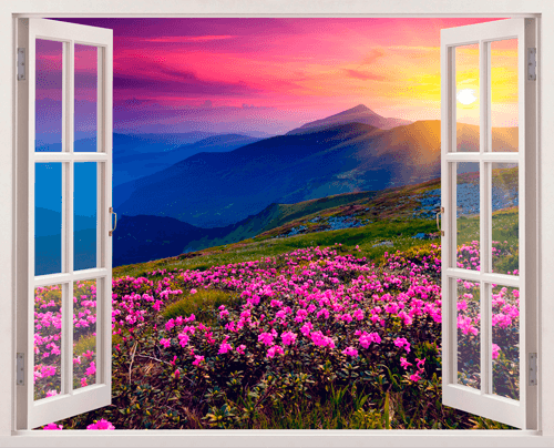 Wall Stickers: Flowers and mountains