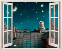 Wall Stickers: A cat on the roof 5