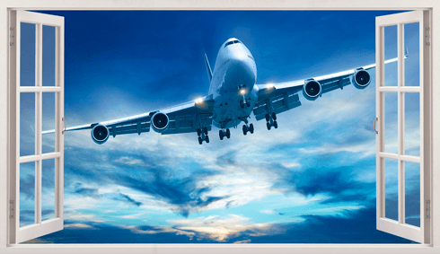 Wall Stickers: Commercial airplane flying