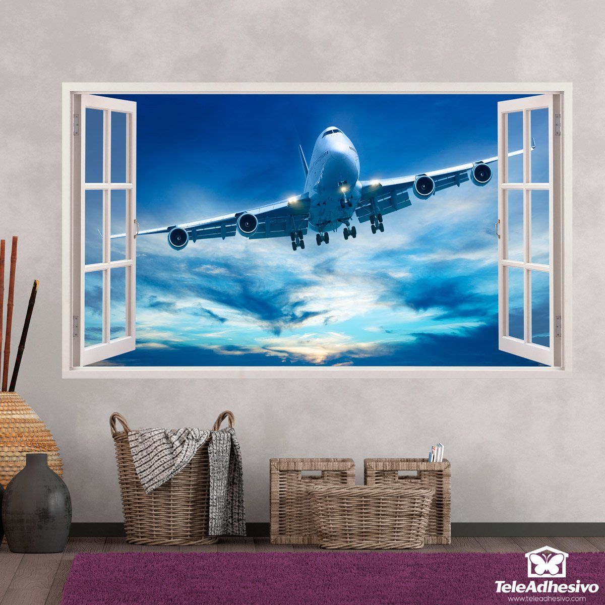 Wall Stickers: Commercial airplane flying