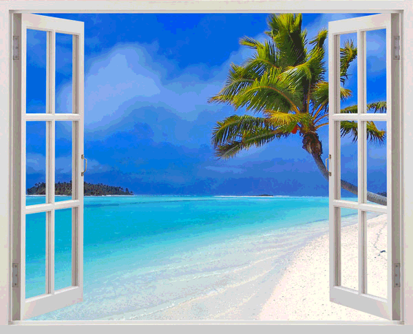 Wall Stickers: Crystal clear water beach