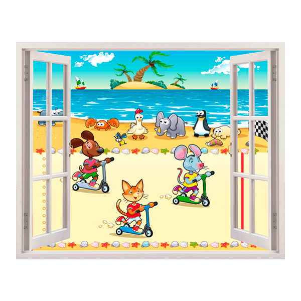 Stickers for Kids: Window race on the beach