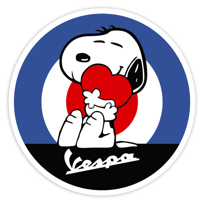 Car & Motorbike Stickers: Snoopy Mod with Vespa and Heart