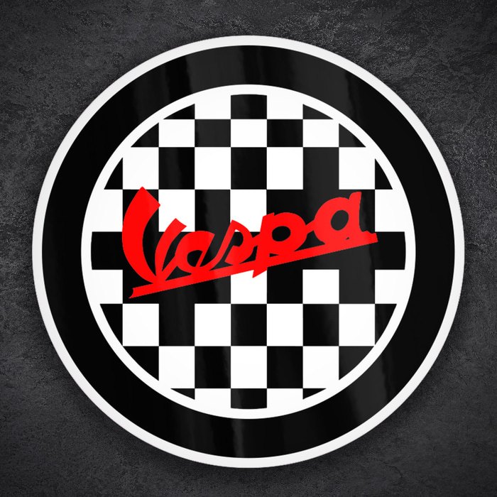 Car & Motorbike Stickers: Vespa Racing with Checkered Background