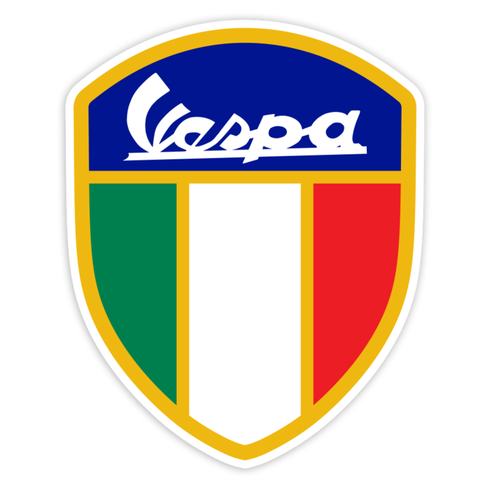Car & Motorbike Stickers: Classic Vespa Shield with Italian Flag