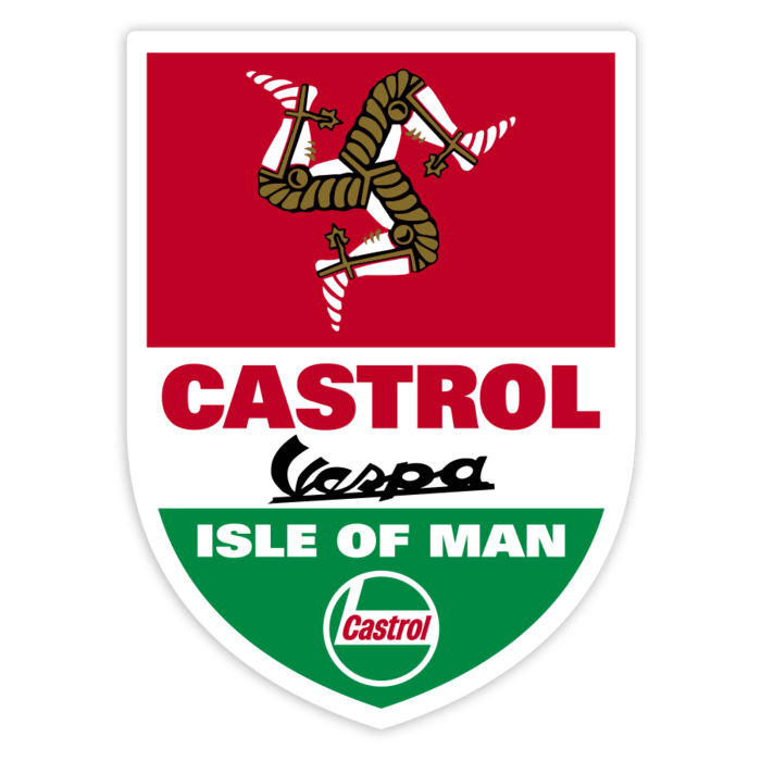 Car & Motorbike Stickers: Classic Vespa Castrol Isle of Man Shield