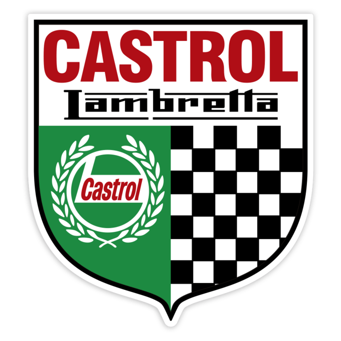 Car & Motorbike Stickers: Lambretta Castrol Shield with Racing Checkers