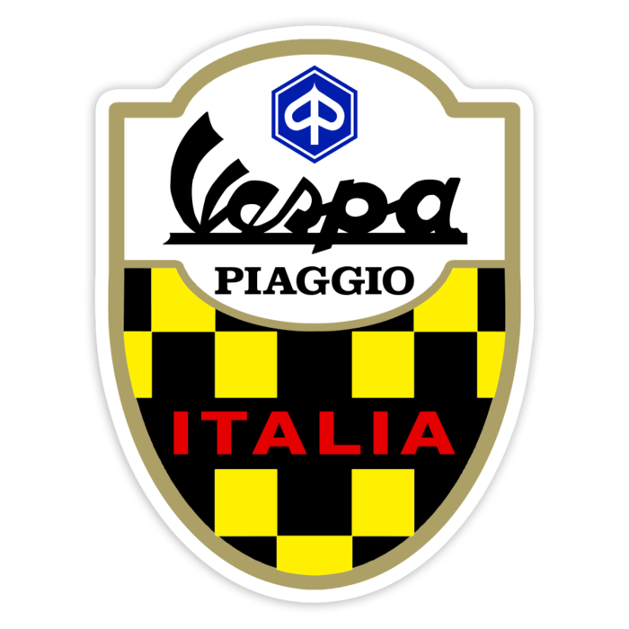 Car & Motorbike Stickers: Piaggio Vespa Italia Racing Shield with Checkers