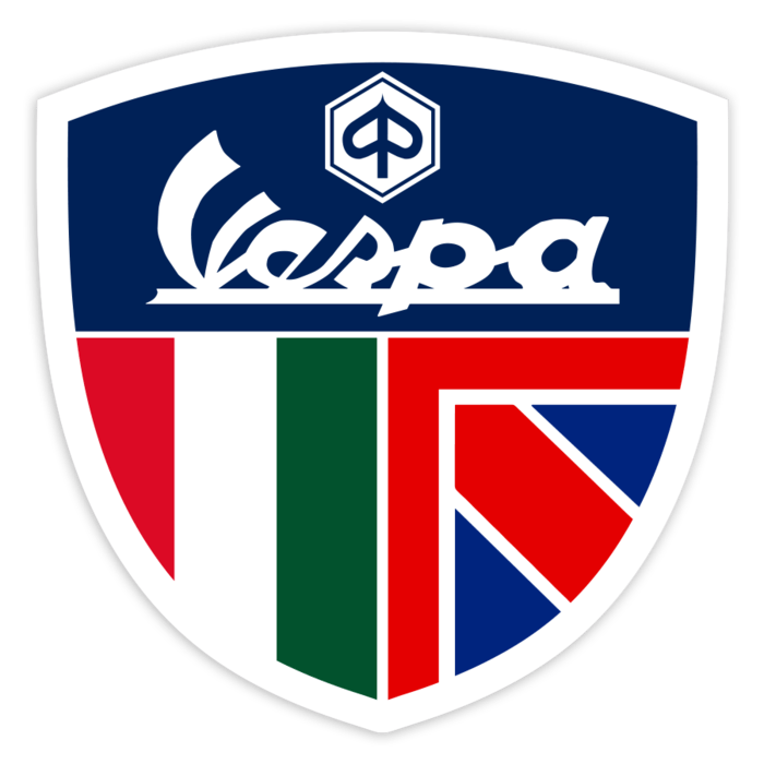 Car & Motorbike Stickers: Vespa Italy & United Kingdom Emblem
