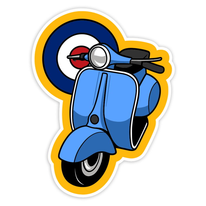 Car & Motorbike Stickers: Blue Mod Classic Scooter