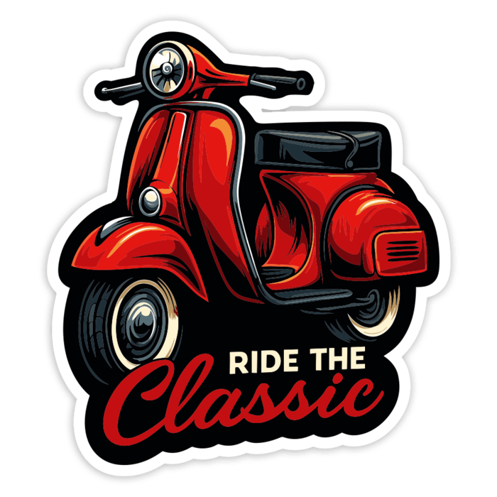 Car & Motorbike Stickers: Red Vespa Ride the Classic