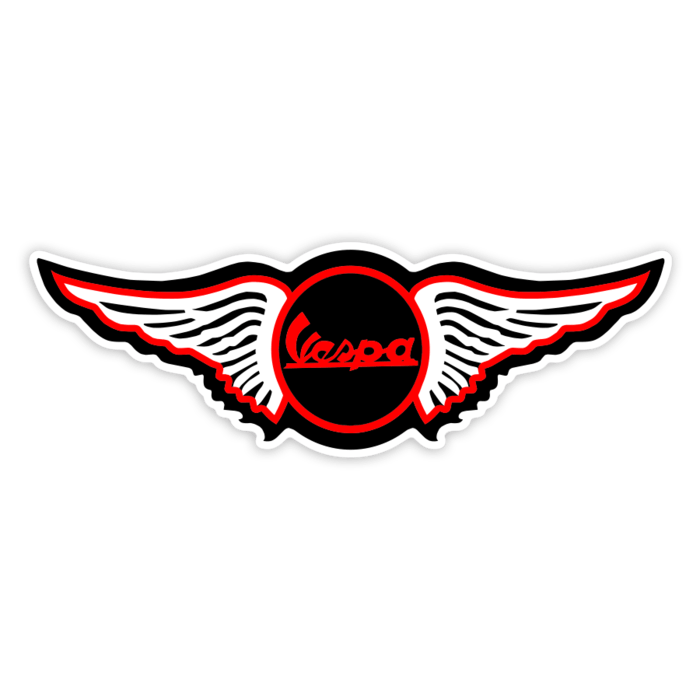 Car & Motorbike Stickers: Vespa Wings Retro Red Winged Design