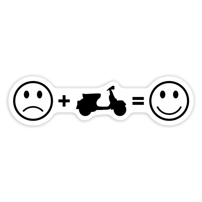 Car & Motorbike Stickers: Vespa Happiness Formula Smiley Scooter